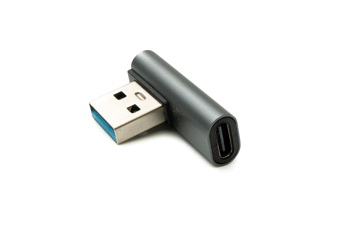 USB 3.1 Gen 2 Adapter Typ C Buchse zu 3.0 Typ A Stecker Winkel Kabel in Grau | System-S