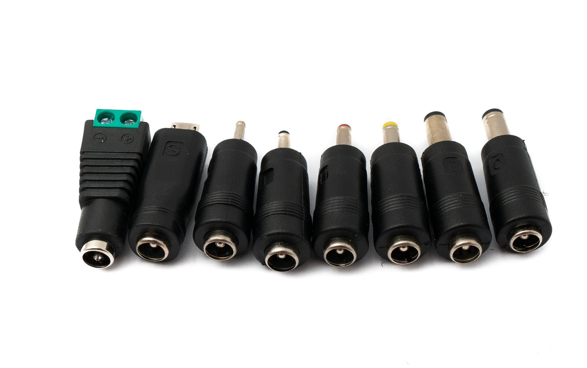 DC Adapter 8er Set DC 20V 5,5 x 2,1 mm zu weiteren DC LED Buchse Kabel Schwarz | System-S