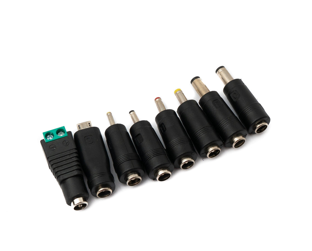 DC Adapter 8er Set DC 20V 5,5 x 2,1 mm zu weiteren DC LED Buchse Kabel Schwarz | System-S
