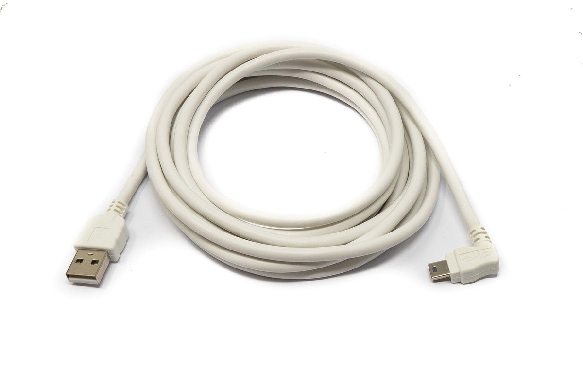 USB 2.0 Kabel 3 m Typ A Stecker zu Mini B Stecker Winkel in Weiß | System-S