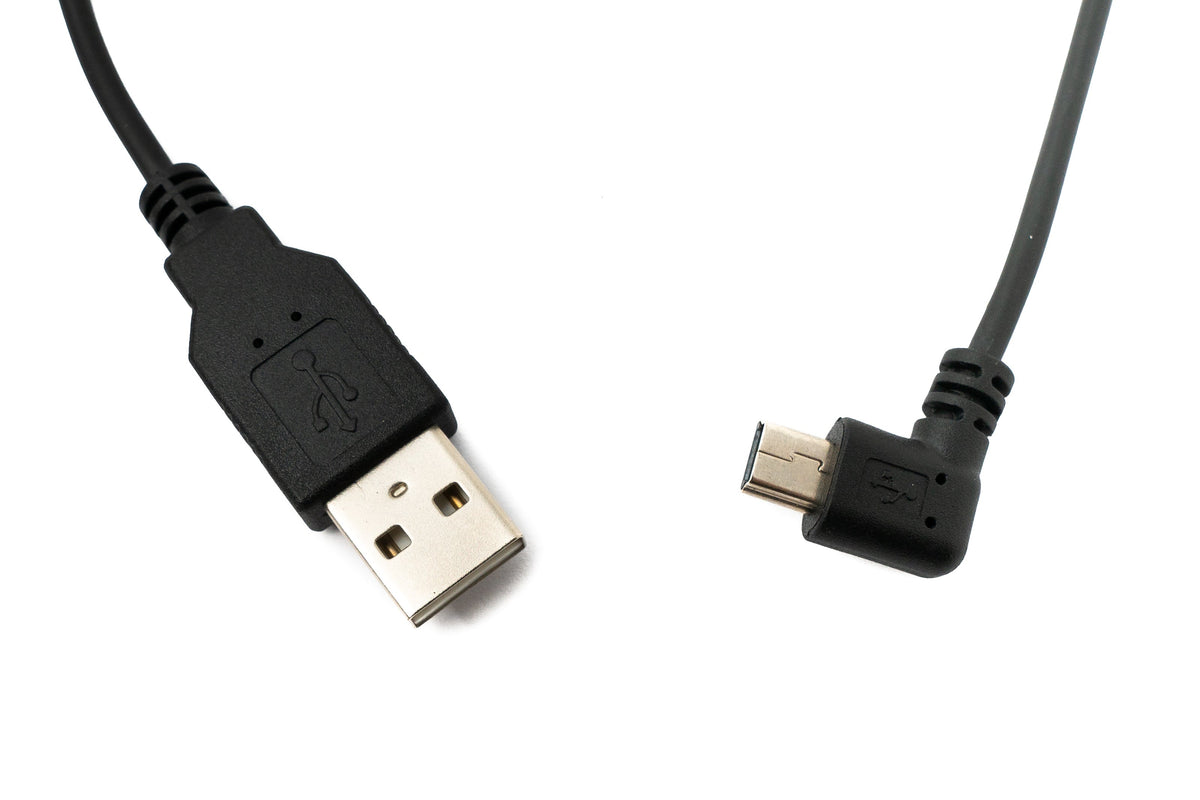 USB 2.0 Kabel 120 cm Typ A Stecker zu Mini B Stecker Spirale Winkel in Schwarz | System-S