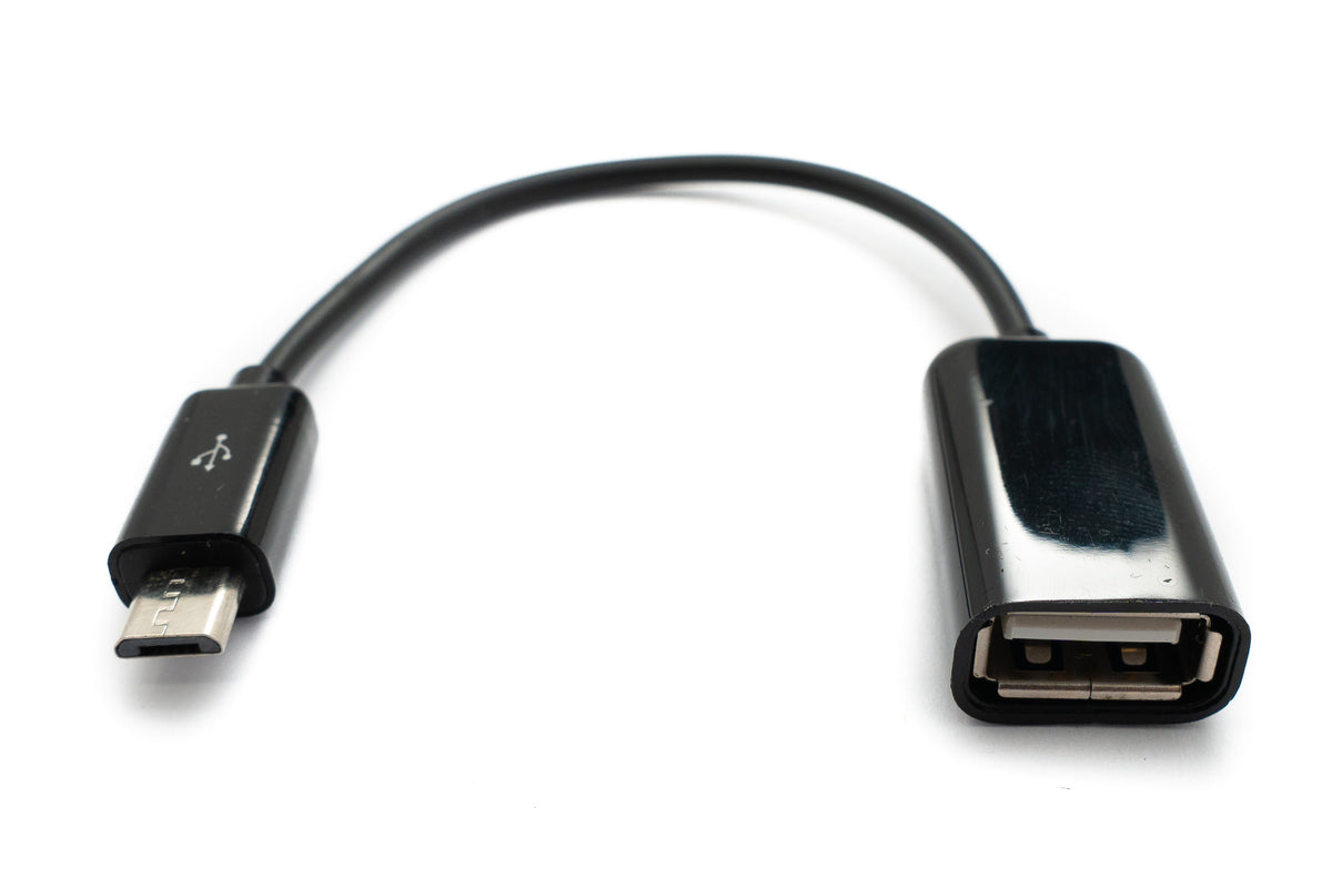 USB 2.0 Kabel 15 cm Micro B Stecker zu Typ A Buchse Adapter in Schwarz | System-S