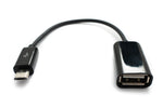 USB 2.0 Kabel 15 cm Micro B Stecker zu Typ A Buchse Adapter in Schwarz | System-S