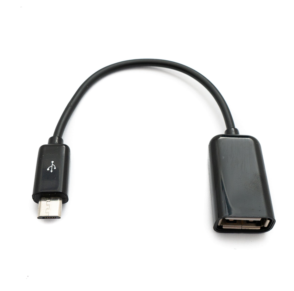 USB 2.0 Kabel 15 cm Micro B Stecker zu Typ A Buchse Adapter in Schwarz | System-S