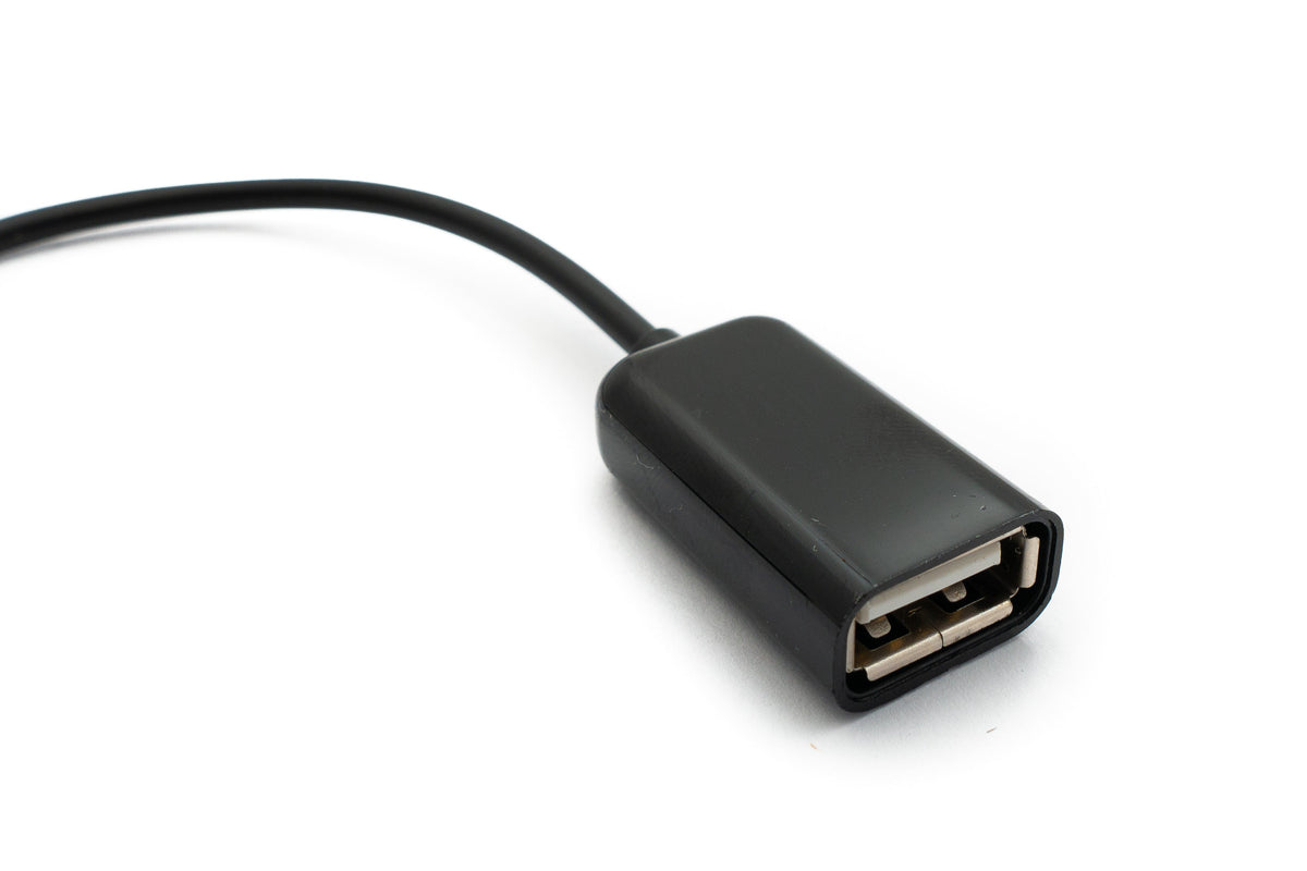 USB 2.0 Kabel 15 cm Micro B Stecker zu Typ A Buchse Adapter in Schwarz | System-S