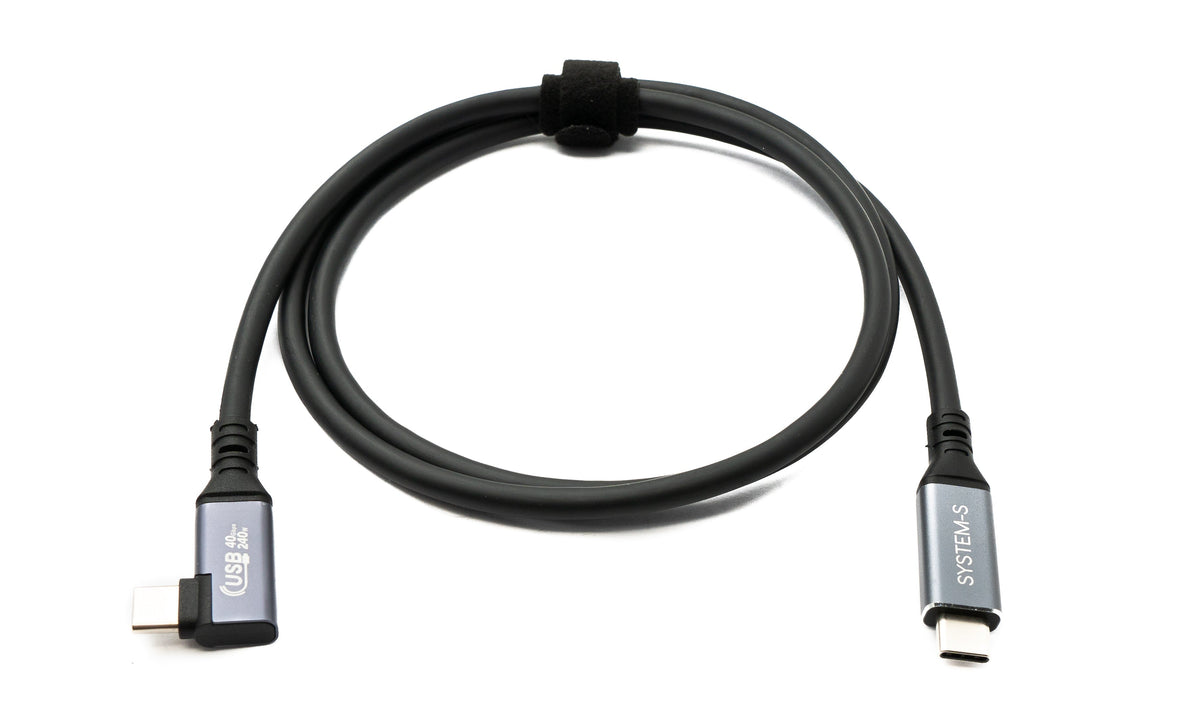 USB4 USB 100 cm Kabel Typ C Stecker zu Stecker Winkel 40 Gbit/s 240 W USB 4.0 Kabel | System-S