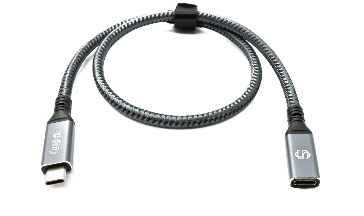 USB4 USB 50 cm Kabel Typ C Stecker zu Buchse geflochten 40 Gbit/s 240 W USB 4.0 Kabel | System-S