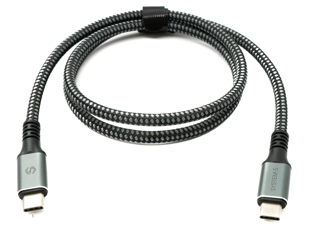 USB4 USB 80 cm Kabel Typ C Stecker zu Stecker geflochten 40 Gbit/s 240 W USB 4.0 Kabel | System-S