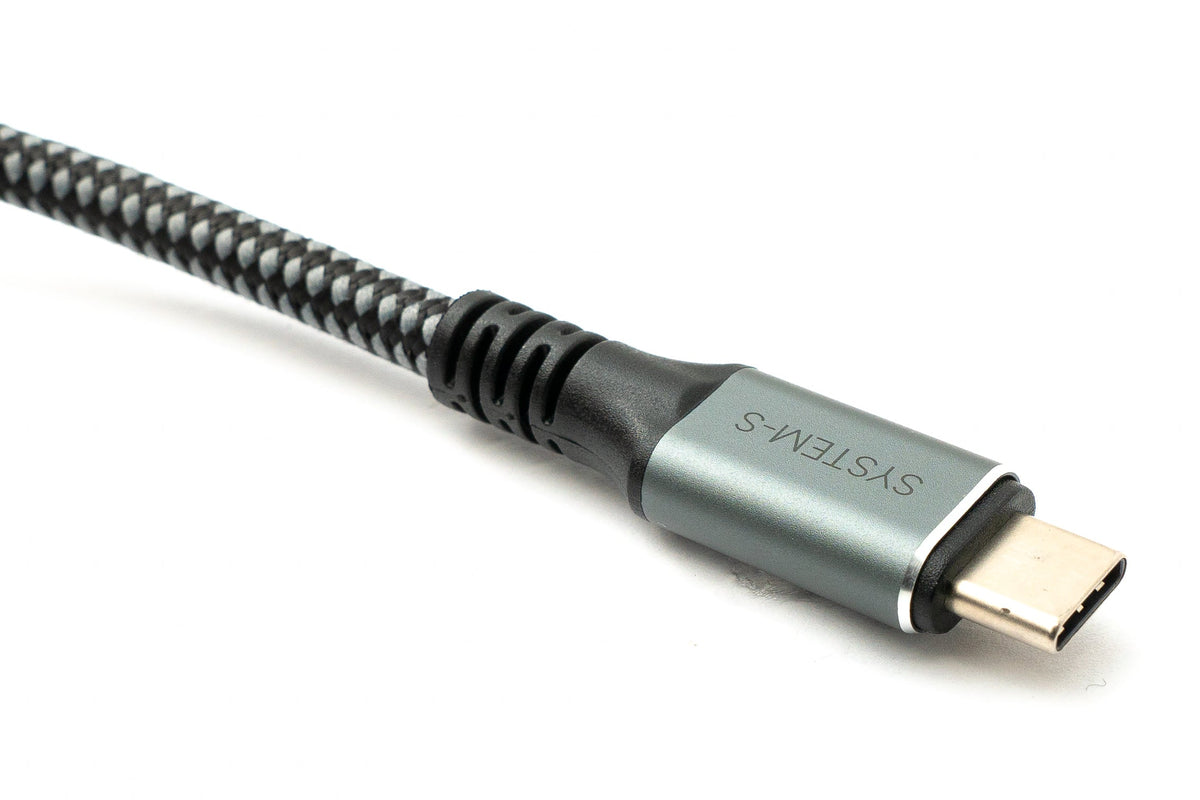 USB4 USB 80 cm Kabel Typ C Stecker zu Stecker geflochten 40 Gbit/s 240 W USB 4.0 Kabel | System-S