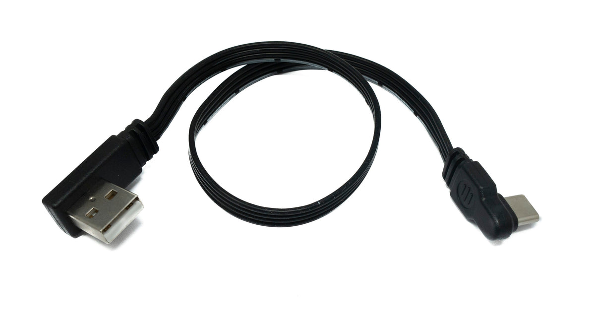 USB 3.1 Kabel 30 cm Typ C Stecker zu 2.0 Typ A Stecker Flachkabel Winkel | System-S