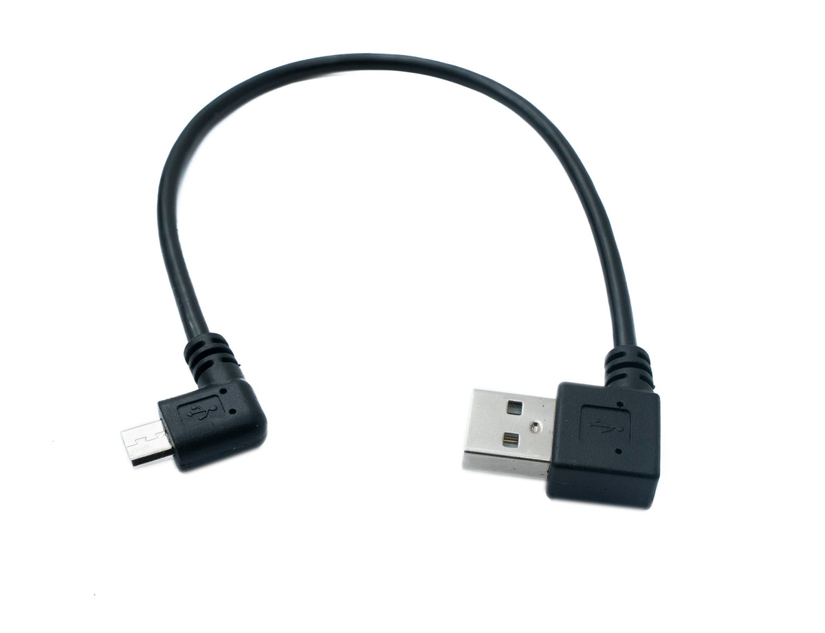 USB 2.0 Kabel 20 cm Micro B Stecker zu Typ A Stecker Right Angled Winkel | System-S