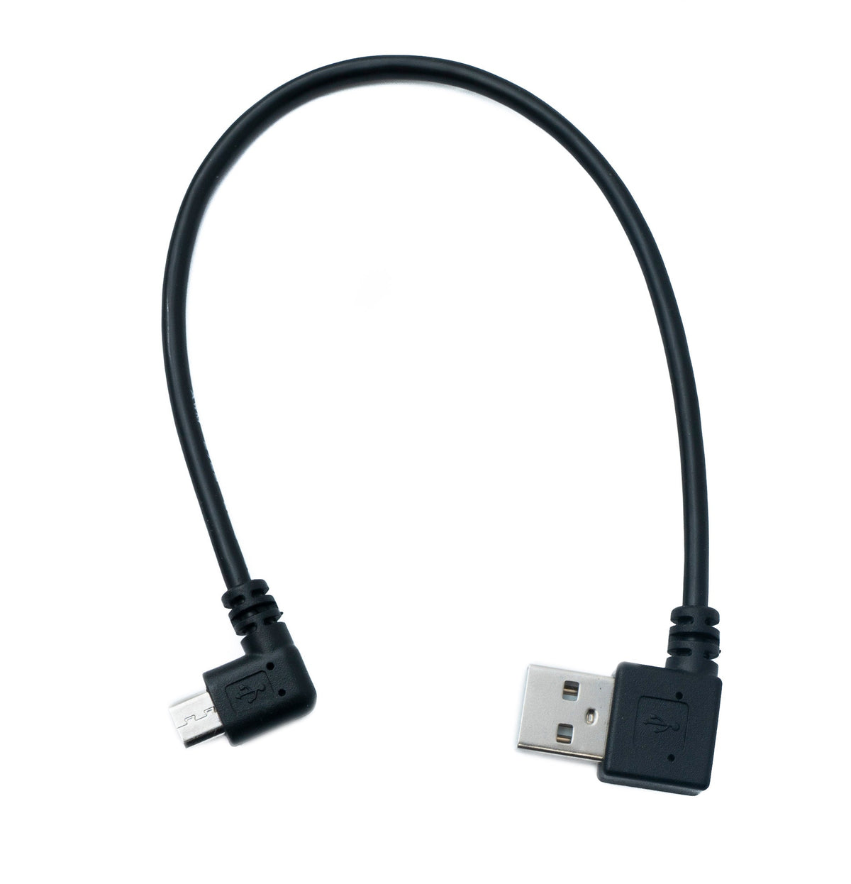 USB 2.0 Kabel 20 cm Micro B Stecker zu Typ A Stecker Right Angled Winkel | System-S