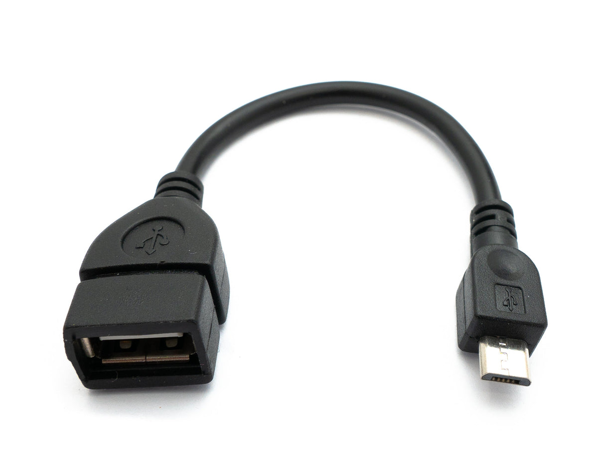 USB 2.0 Kabel 15 cm Micro B Stecker zu Typ A Buchse Adapter in Schwarz | System-S