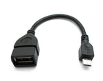 USB 2.0 Kabel 15 cm Micro B Stecker zu Typ A Buchse Adapter in Schwarz | System-S