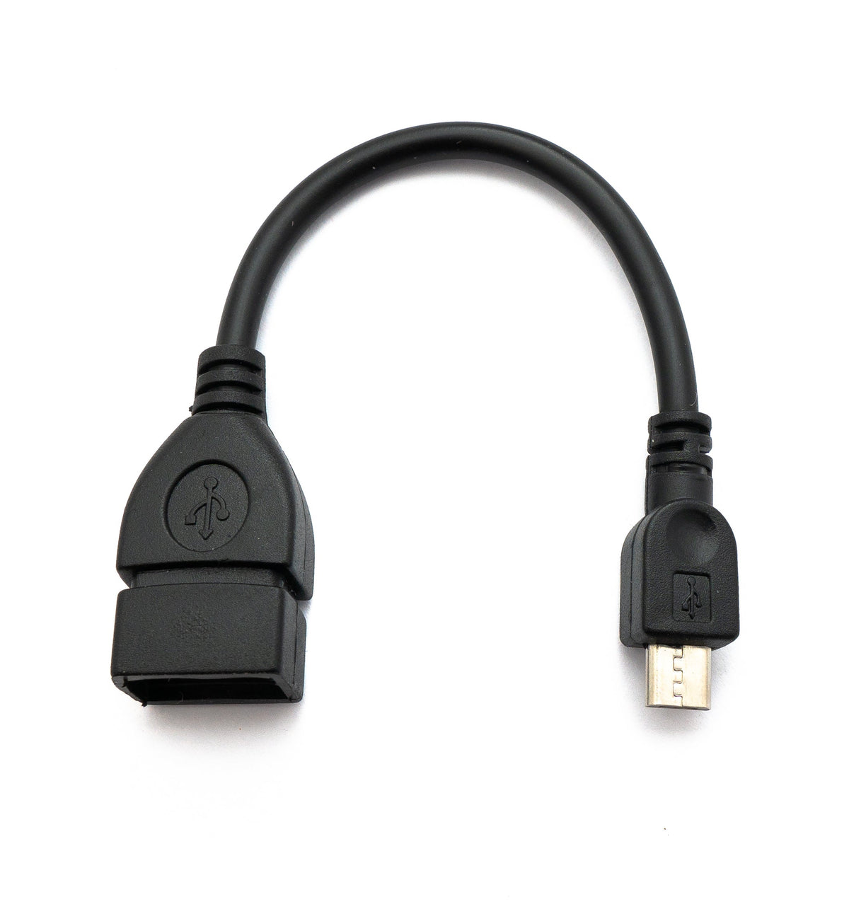 USB 2.0 Kabel 15 cm Micro B Stecker zu Typ A Buchse Adapter in Schwarz | System-S