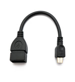 USB 2.0 Kabel 15 cm Micro B Stecker zu Typ A Buchse Adapter in Schwarz | System-S