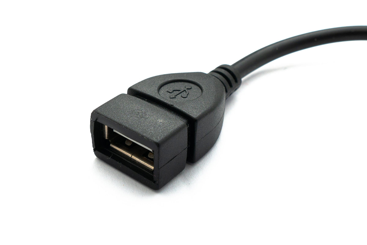 USB 2.0 Kabel 15 cm Micro B Stecker zu Typ A Buchse Adapter in Schwarz | System-S