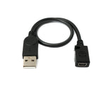 USB 2.0 Kabel 30 cm Mini B Buchse zu Typ A Stecker in Schwarz | System-S