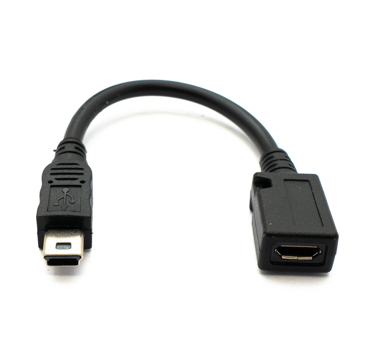 USB 2.0 Kabel 15 cm Mini B Stecker zu Micro Buchse Adapter in Schwarz | System-S