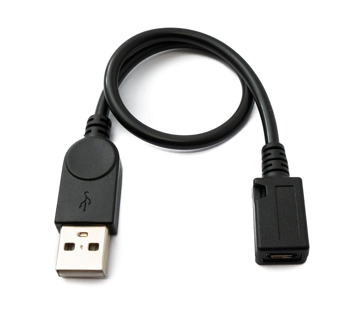 USB 2.0 Kabel 30 cm Micro B Buchse zu Typ A Stecker in Schwarz | System-S