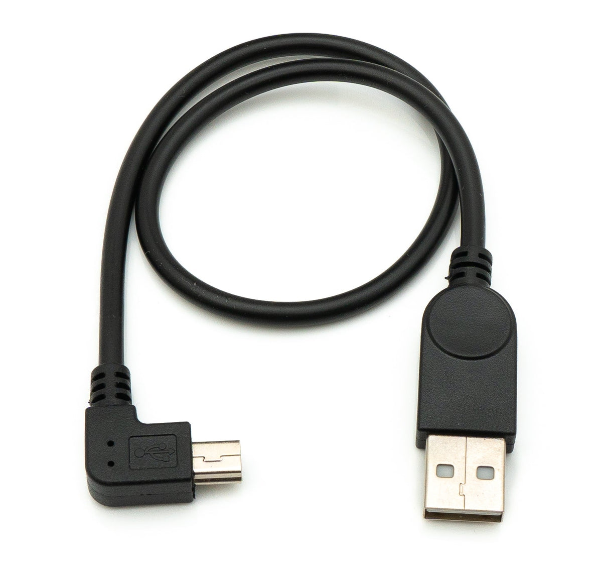USB 2.0 Kabel 35 cm Mini B Buchse zu Typ A Stecker Winkel in Schwarz | System-S