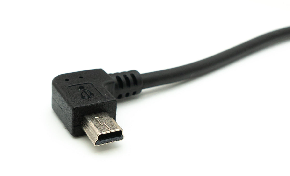 USB 2.0 Kabel 35 cm Mini B Buchse zu Typ A Stecker Winkel in Schwarz | System-S