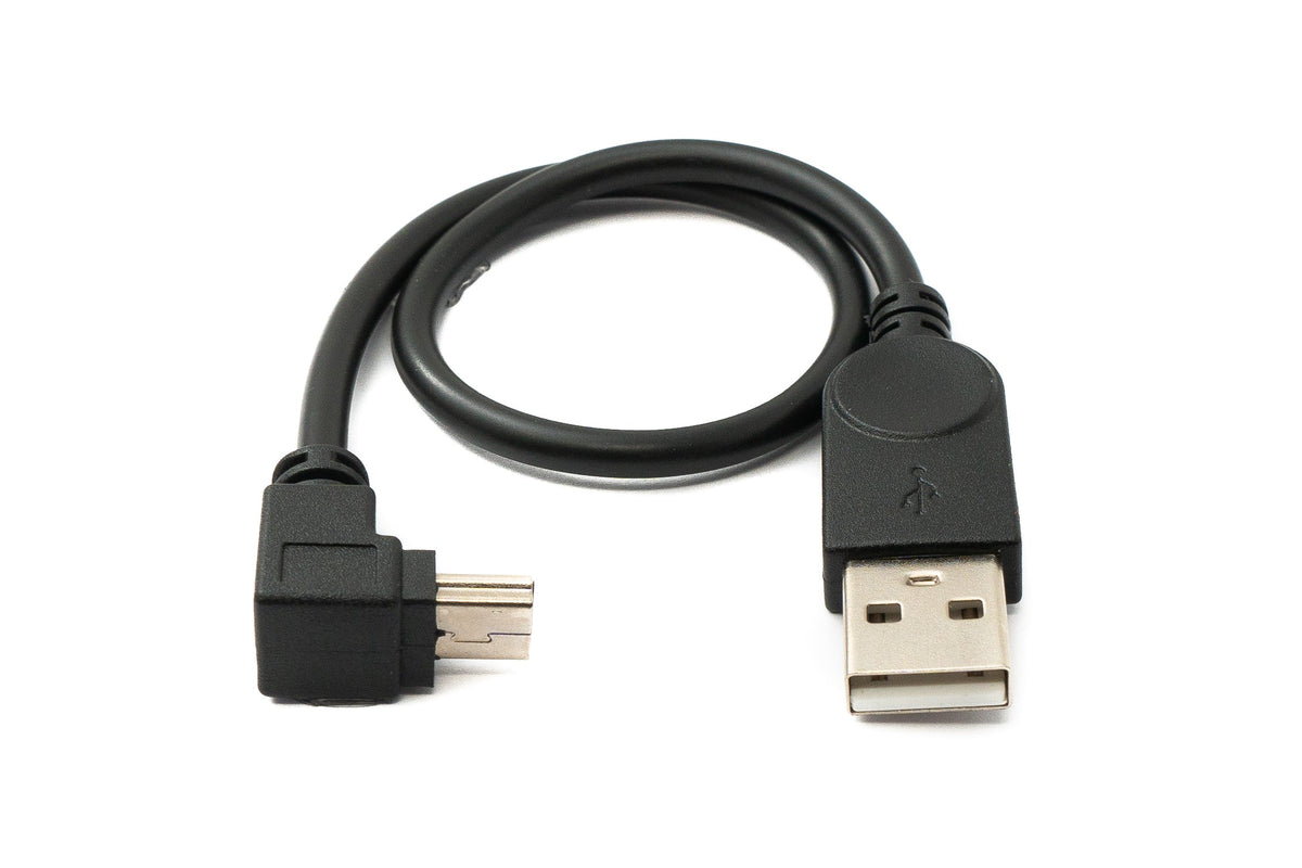 USB 2.0 Kabel 30 cm Mini B Stecker zu Typ A Stecker Winkel in Schwarz | System-S