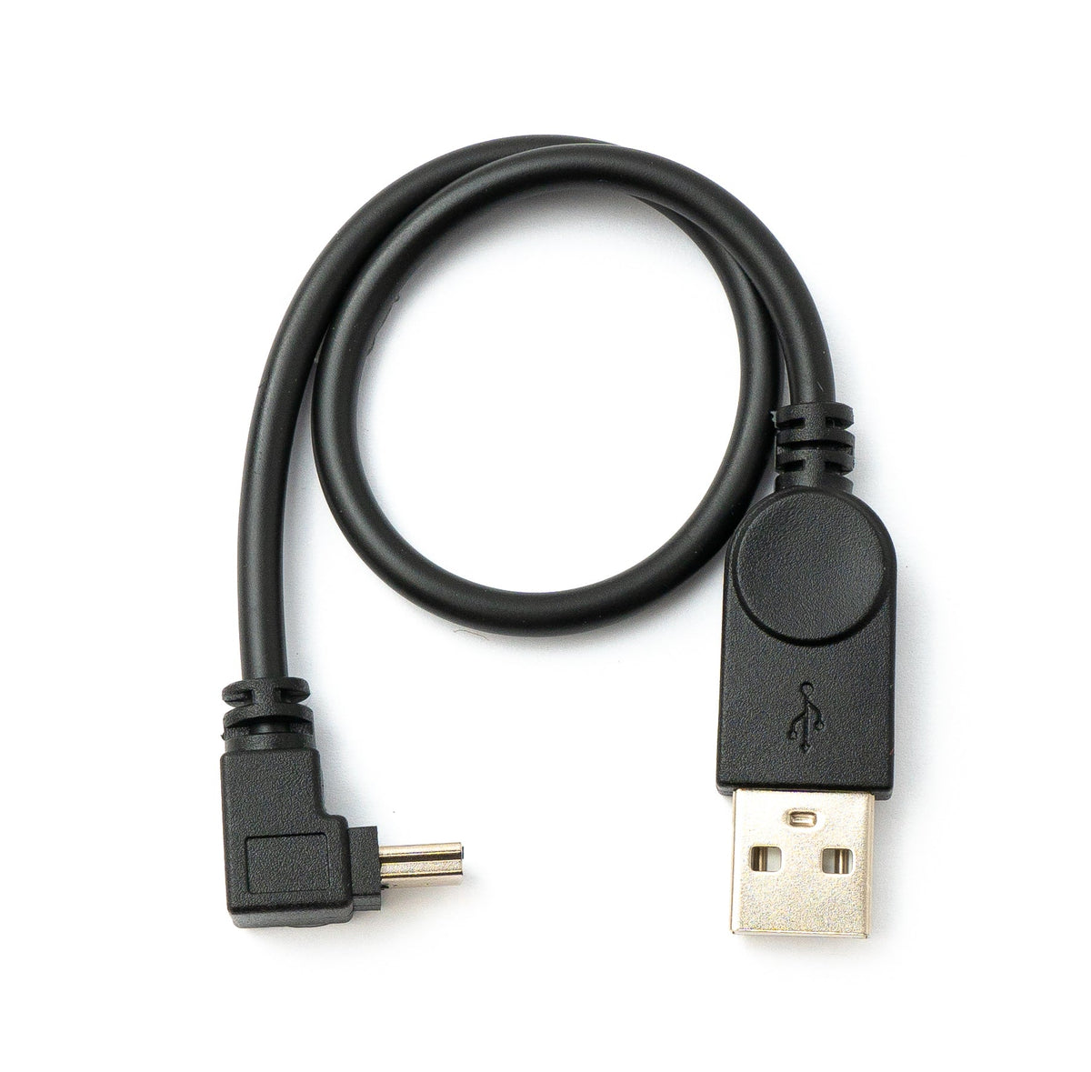 USB 2.0 Kabel 30 cm Mini B Stecker zu Typ A Stecker Winkel in Schwarz | System-S