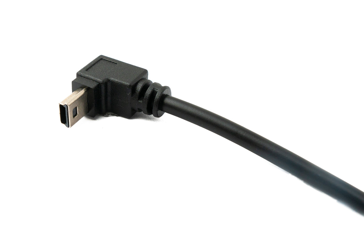 USB 2.0 Kabel 30 cm Mini B Stecker zu Typ A Stecker Winkel in Schwarz | System-S