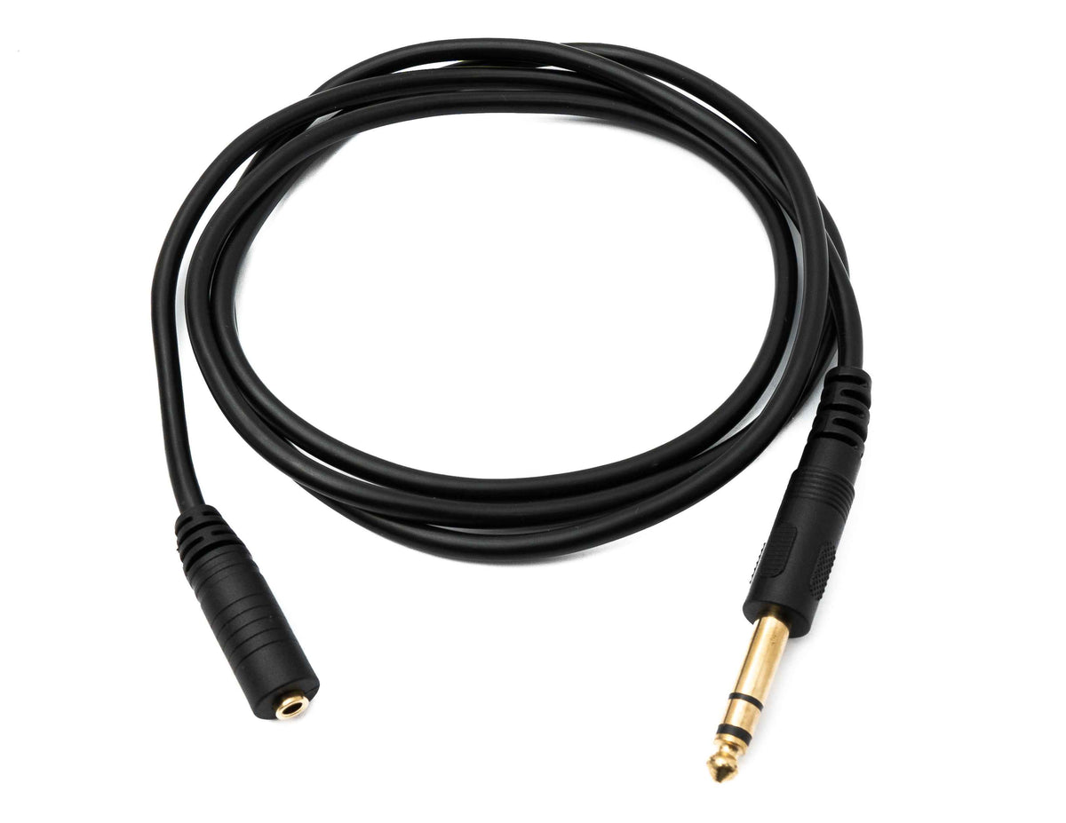 Audio Kabel 150 cm Stereo AUX Klinke 6,35 mm Stecker zu 3,5 mm Buchse Schwarz | System-S