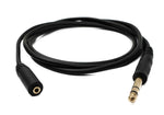 Audio Kabel 150 cm Stereo AUX Klinke 6,35 mm Stecker zu 3,5 mm Buchse Schwarz | System-S
