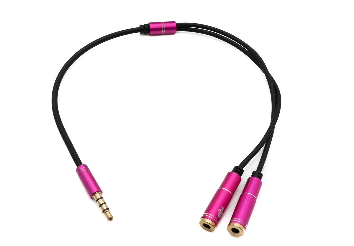 Audio Y Kabel 30 cm Stereo AUX Klinke 3,5mm Stecker zu 2x Buchse Schwarz | System-S