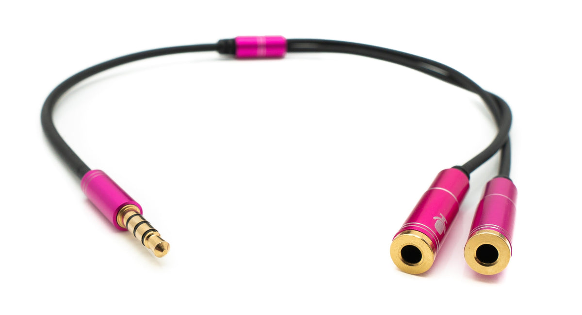 Audio Y Kabel 30 cm Stereo AUX Klinke 3,5mm Stecker zu 2x Buchse Schwarz | System-S