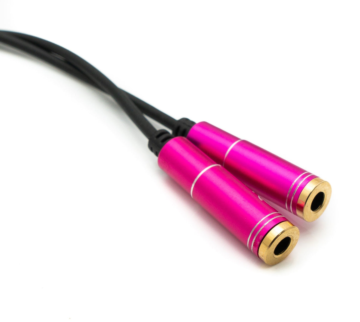 Audio Y Kabel 30 cm Stereo AUX Klinke 3,5mm Stecker zu 2x Buchse Schwarz | System-S