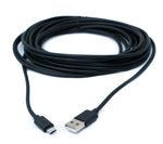 USB 2.0 Kabel 5 m Micro B Stecker zu Typ A Stecker in Schwarz | System-S