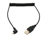 USB 2.0 Kabel 120 cm Typ A Stecker zu Micro B Stecker Spirale Winkel in Schwarz | System-S
