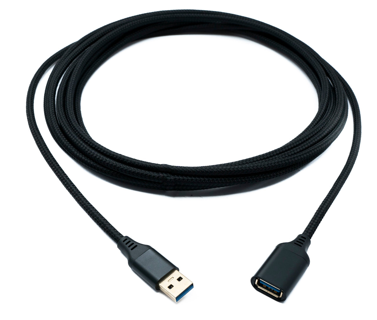USB 3.0 Kabel 5 m Typ A Stecker zu Buchse geflochten 5 Gbit/s in Schwarz | System-S
