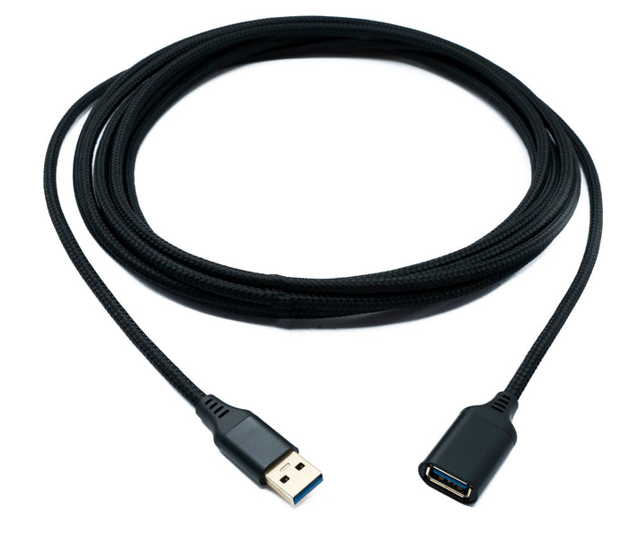 USB 3.0 Kabel 5 m Typ A Stecker zu Buchse geflochten 5 Gbit/s in Schwarz | System-S