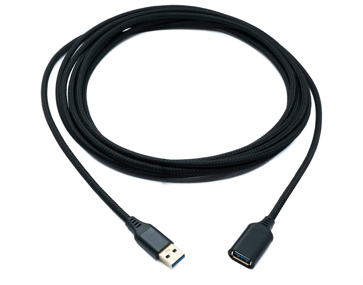 USB 3.0 Kabel 5 m Typ A Stecker zu Buchse geflochten 5 Gbit/s in Schwarz | System-S