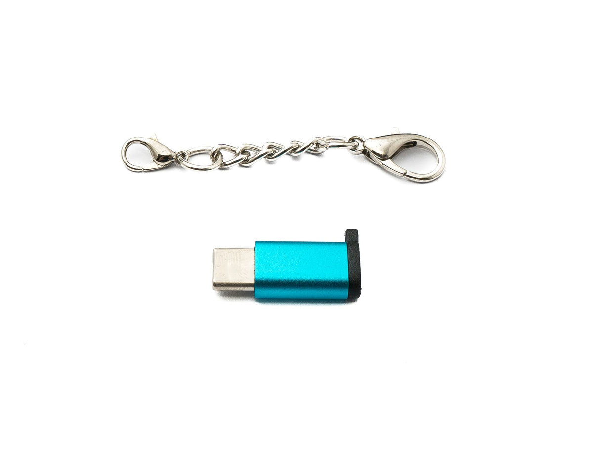 USB 3.1 Adapter Typ C Stecker zu 2.0 Micro B Buchse Kette in Blau | System-S
