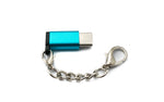 USB 3.1 Adapter Typ C Stecker zu 2.0 Micro B Buchse Kette in Blau | System-S