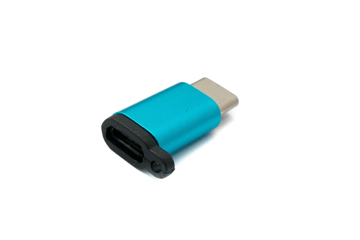 USB 3.1 Adapter Typ C Stecker zu 2.0 Micro B Buchse Kette in Blau | System-S