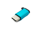 USB 3.1 Adapter Typ C Stecker zu 2.0 Micro B Buchse Kette in Blau | System-S
