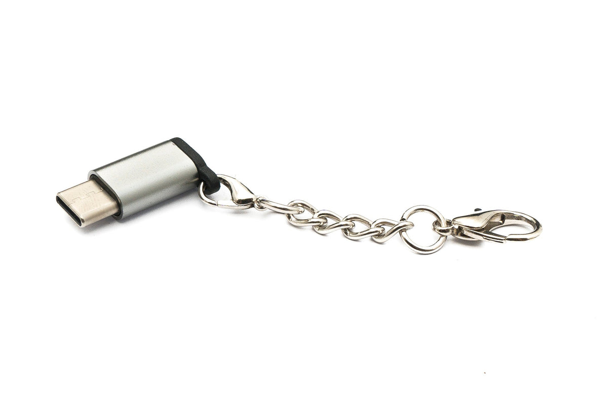 USB 3.1 Adapter Typ C Stecker zu 2.0 Micro B Buchse Kette in Grau | System-S