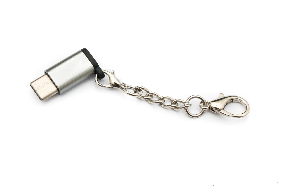 USB 3.1 Adapter Typ C Stecker zu 2.0 Micro B Buchse Kette in Grau | System-S