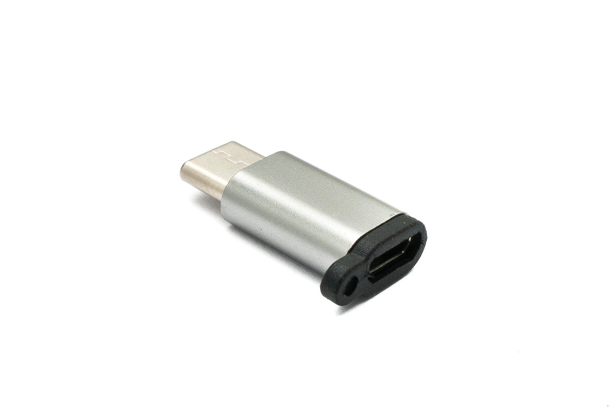 USB 3.1 Adapter Typ C Stecker zu 2.0 Micro B Buchse Kette in Grau | System-S