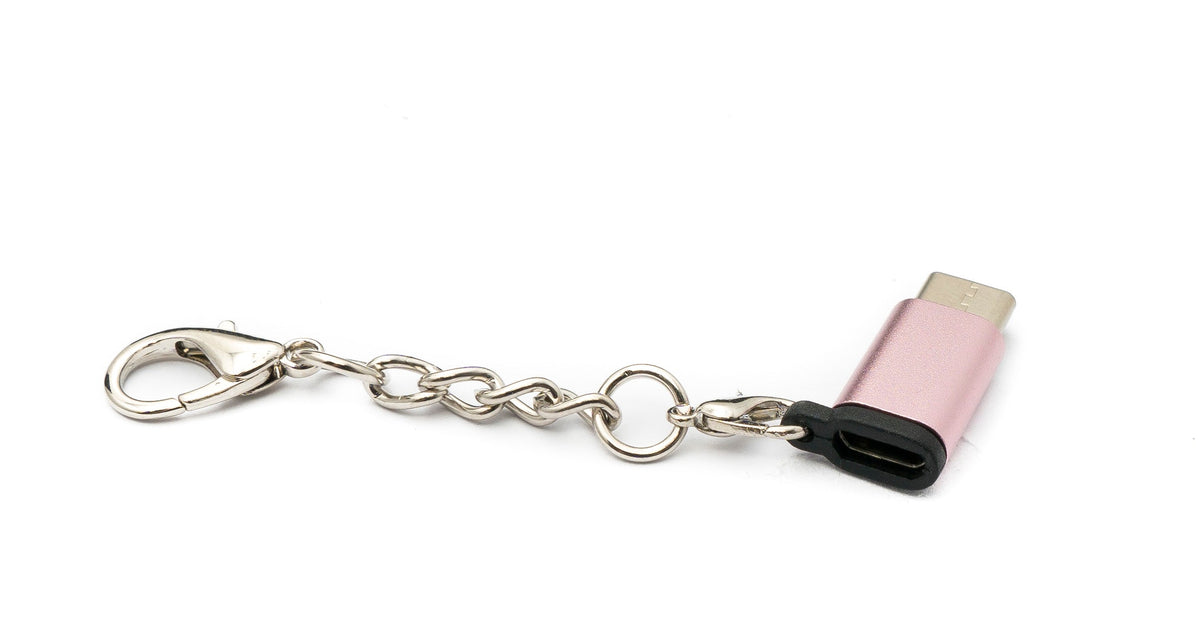 USB 3.1 Adapter Typ C Stecker zu 2.0 Micro B Buchse Kette in Pink | System-S