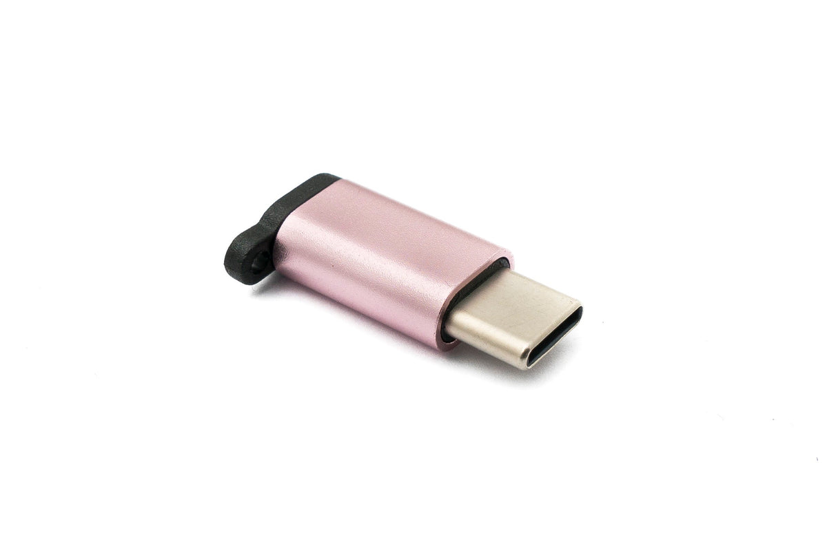 USB 3.1 Adapter Typ C Stecker zu 2.0 Micro B Buchse Kette in Pink | System-S