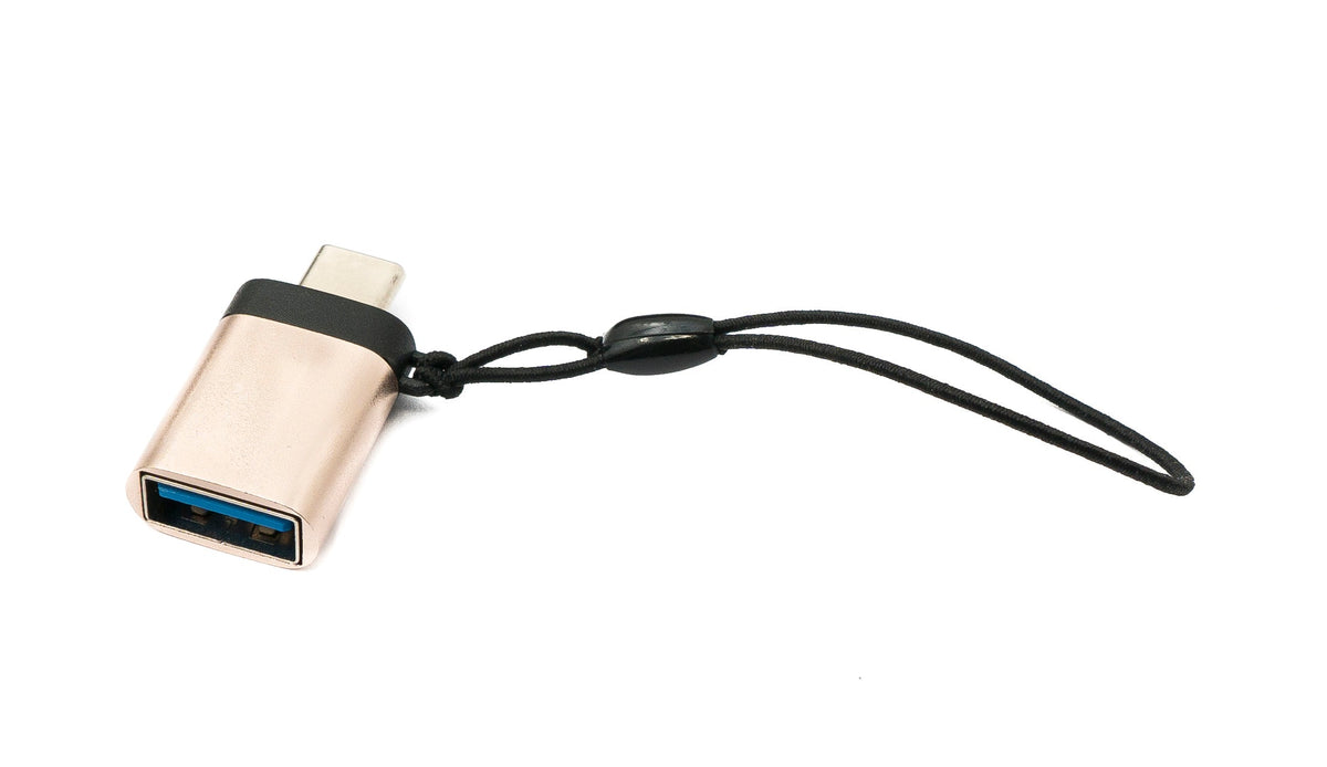 USB 3.1 Adapter Typ C Stecker zu 3.0 Typ A Buchse Schlaufe in Rosa Gelb | System-S