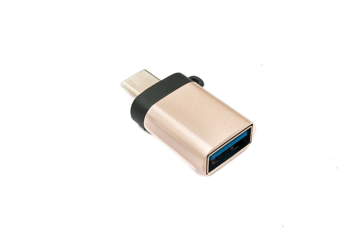USB 3.1 Adapter Typ C Stecker zu 3.0 Typ A Buchse Schlaufe in Rosa Gelb | System-S